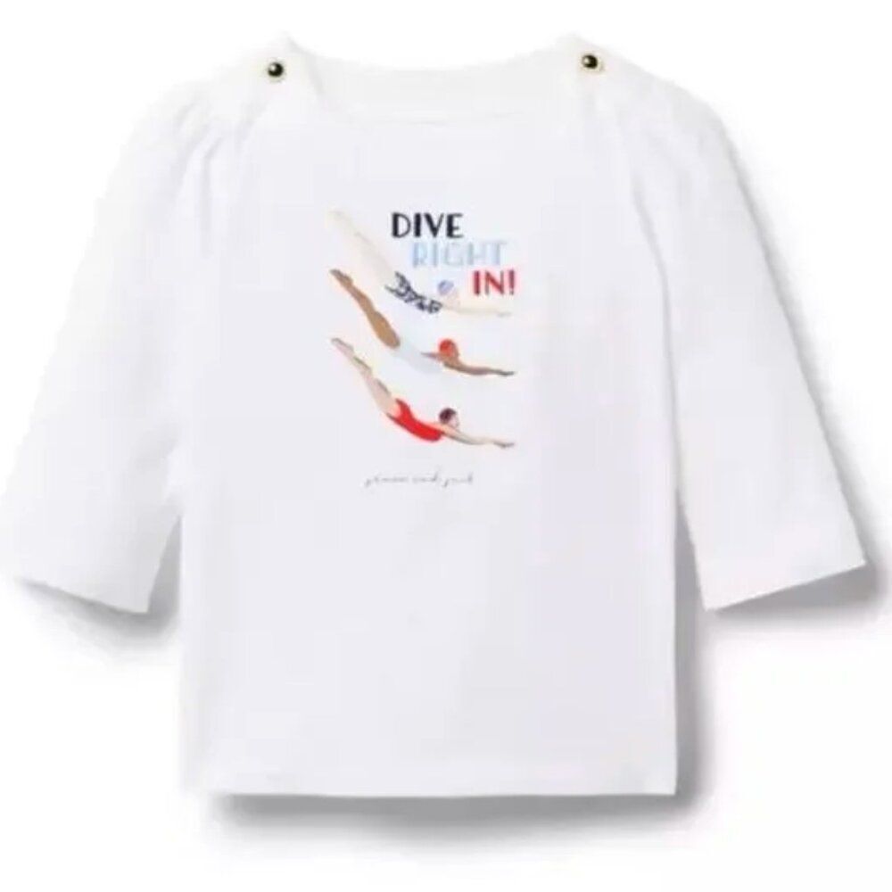 Janie and Jack White embroidered Dive Right In Tee size 12-18 months NWT